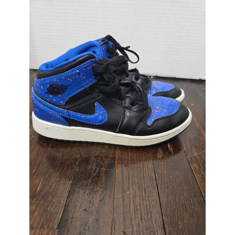 Nike Air Jordan Mid Royal Paint Splatter Sneakers 6Y